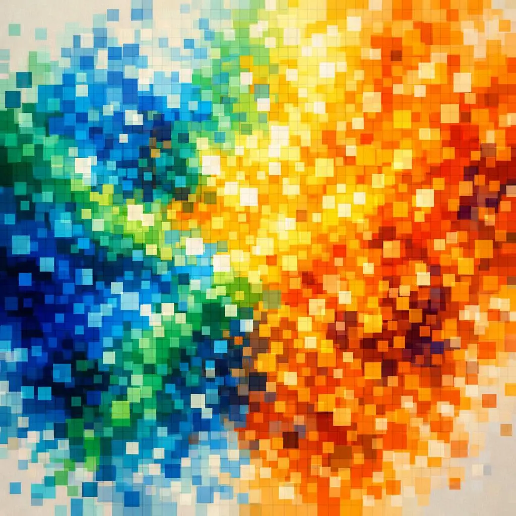 Des pixels mélangés sur surface